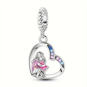Mom & Daughter Heart Charm Pandora Style